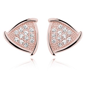 Cercei argint placati cu aur roz cu pietre DiAmanti Z0551E_RG-DIA (Argint 925‰ 1,3 g.)